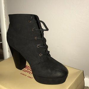 Black chunky heel ankle booties